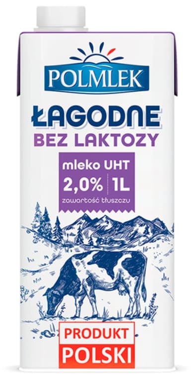 POLMLEK Mleko lagodne UHT 2% bez laktozy. 4,79 zl/l