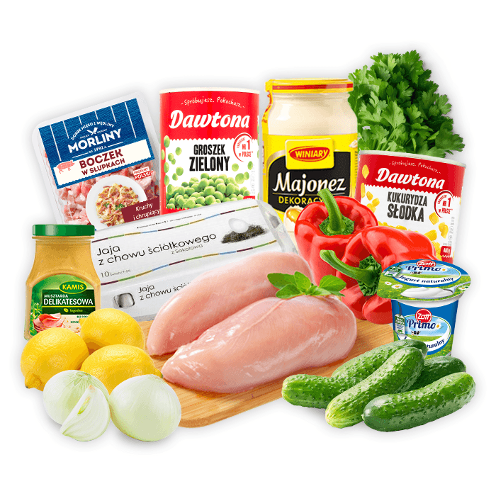 MULTIPAK Zestaw na salatke z jajkiem, kurczakiem i boczkiem.