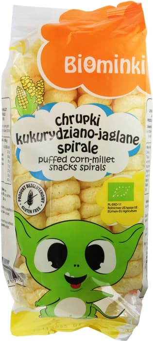 BIOMINKI Chrupki kukurydziano-jaglane spirale bezglutenowe BIO. 93,17 zl/kg