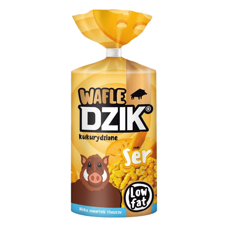 DZIK Wafle kukurydziane o smaku serowym o obnizonej zawartosci tluszczu. 49,92 zl/kg