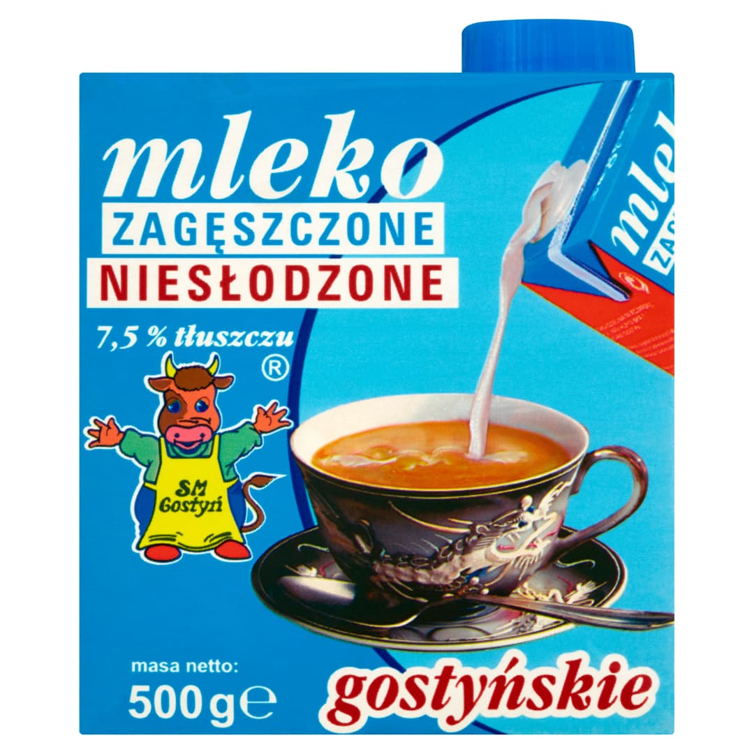 SM GOSTYN Mleko zageszczone nieslodzone 7,5%. 11,78 zl/kg