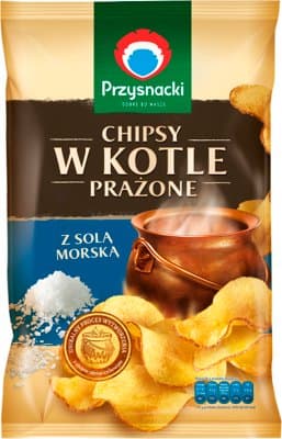 PRZYSNACKI Chipsy w kotle prazone z sola morska. 65,52 zl/kg