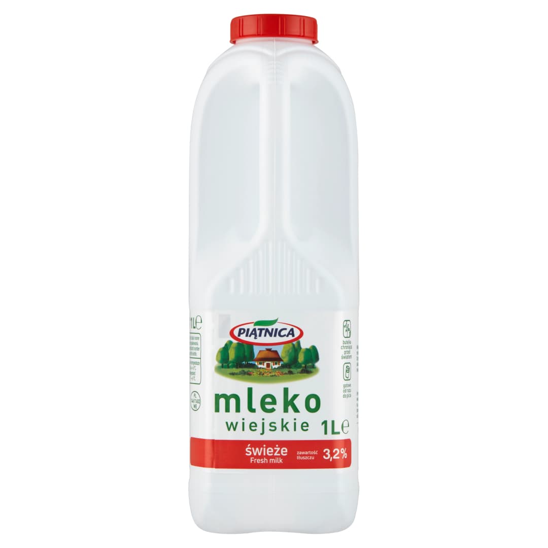 PIATNICA Mleko Wiejskie Swieze 3,2%. 4,49 zl/l
