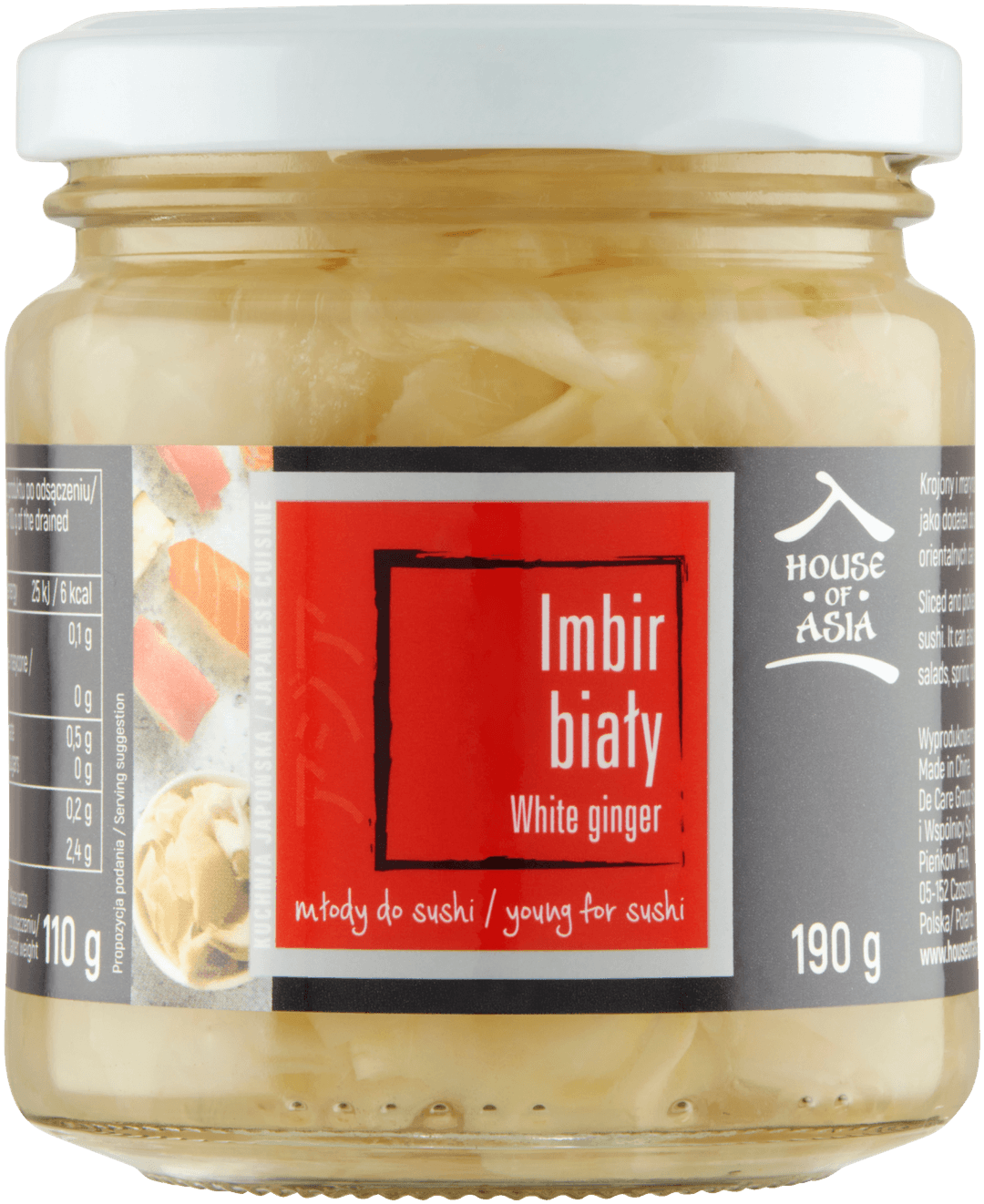 HOUSE OF ASIA Mlody imbir do sushi bialy. 52,58 zl/kg