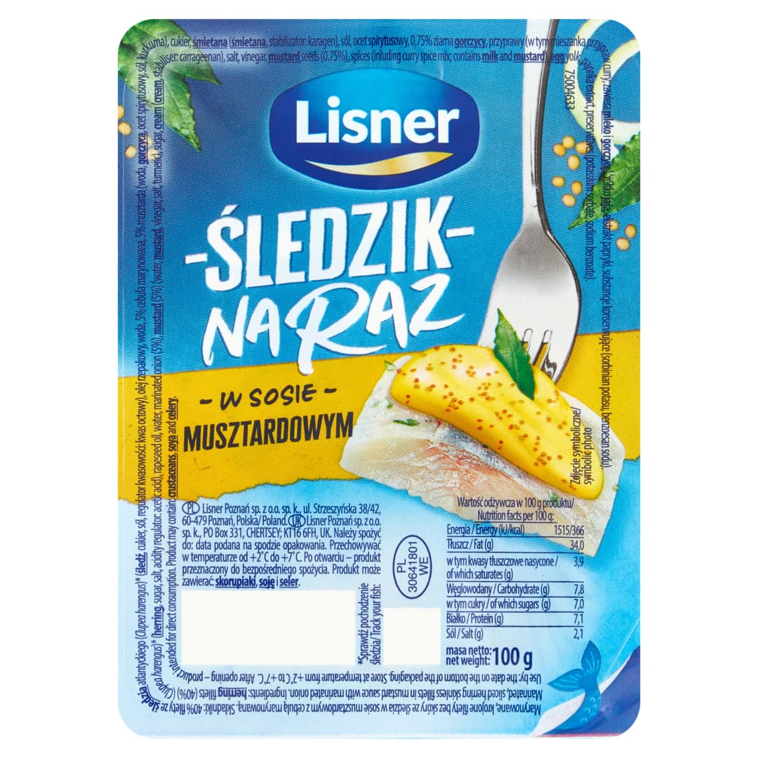 LISNER Sledzik na raz w sosie musztardowym. 38,90 zl/kg