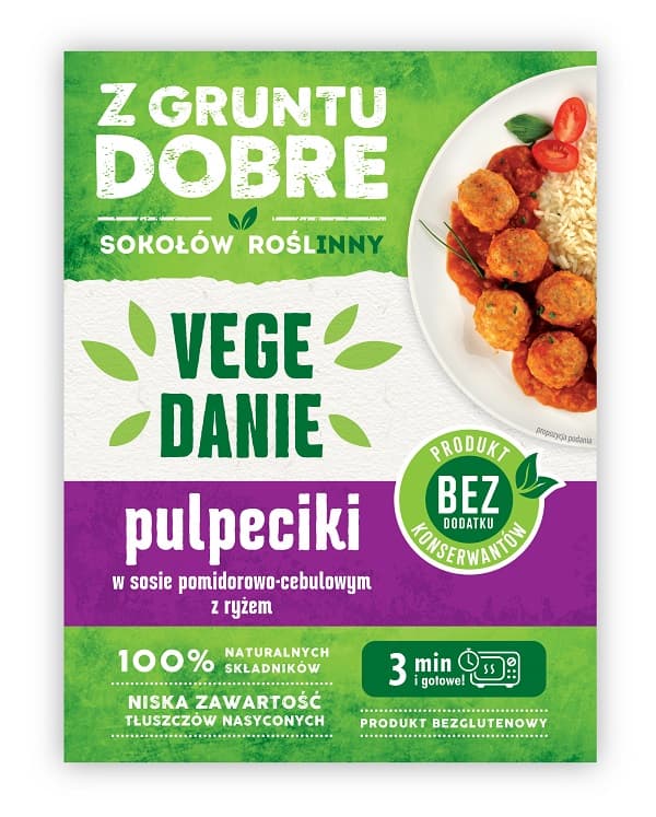 Z GRUNTU DOBRE Pulpeciki w sosie pomidorowo-cebulowym z ryzem 360g. 30,25 zl/kg
