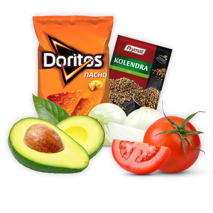 MULTIPAK Zestaw na nachos z guacamole i pomidorami.