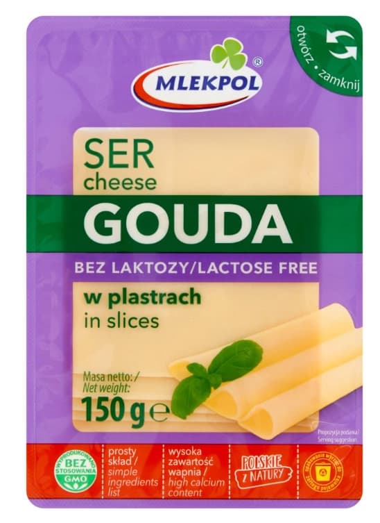 MLEKPOL Ser Gouda w plastrach bez laktozy. 37,93 zl/kg