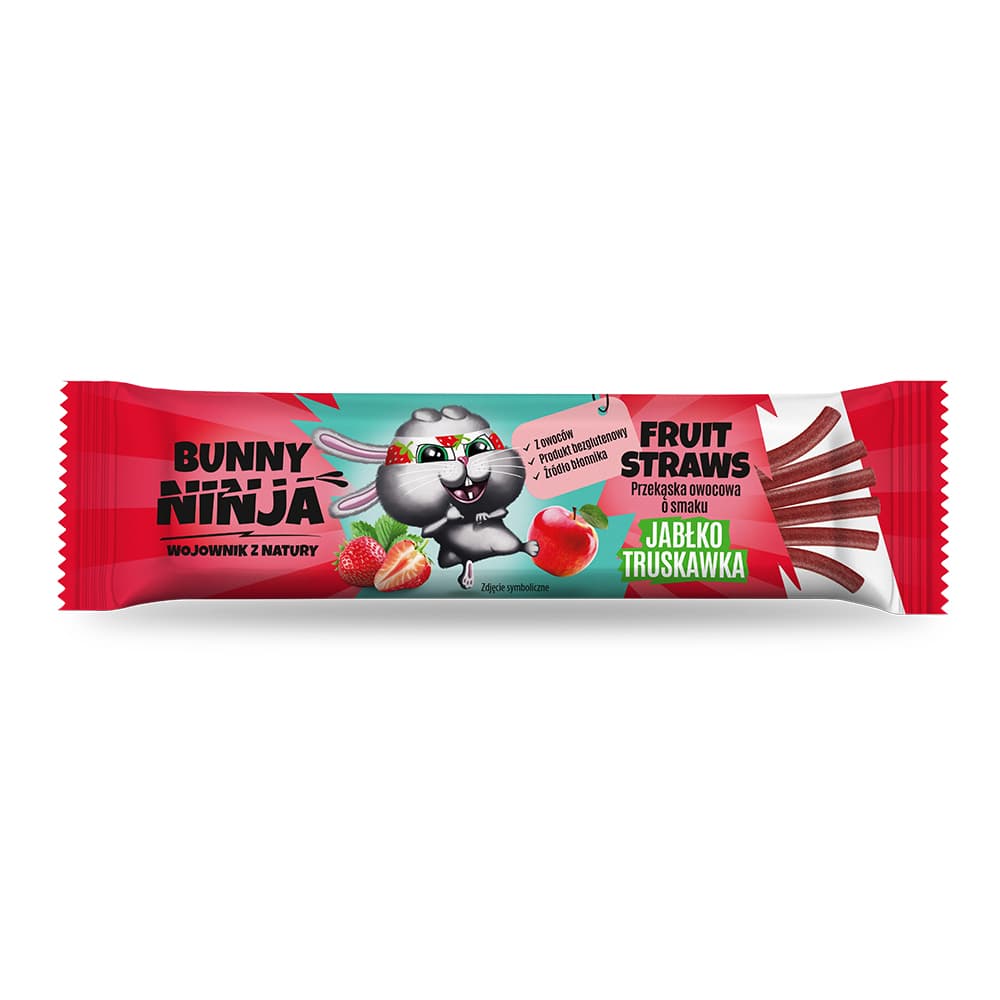 BUNNY NINJA FRUITS STRAWS Przekaska owocowa o smaku jablko-truskawka. 149,38 zl/kg