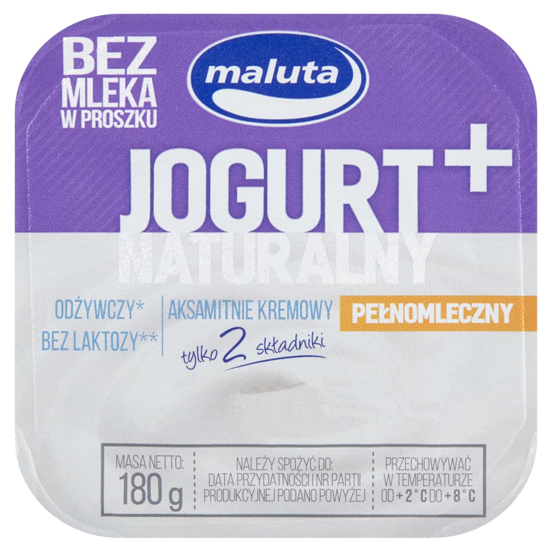 MALUTA Jogurt naturalny pelnomleczny bez laktozy. 15,95 zl/kg