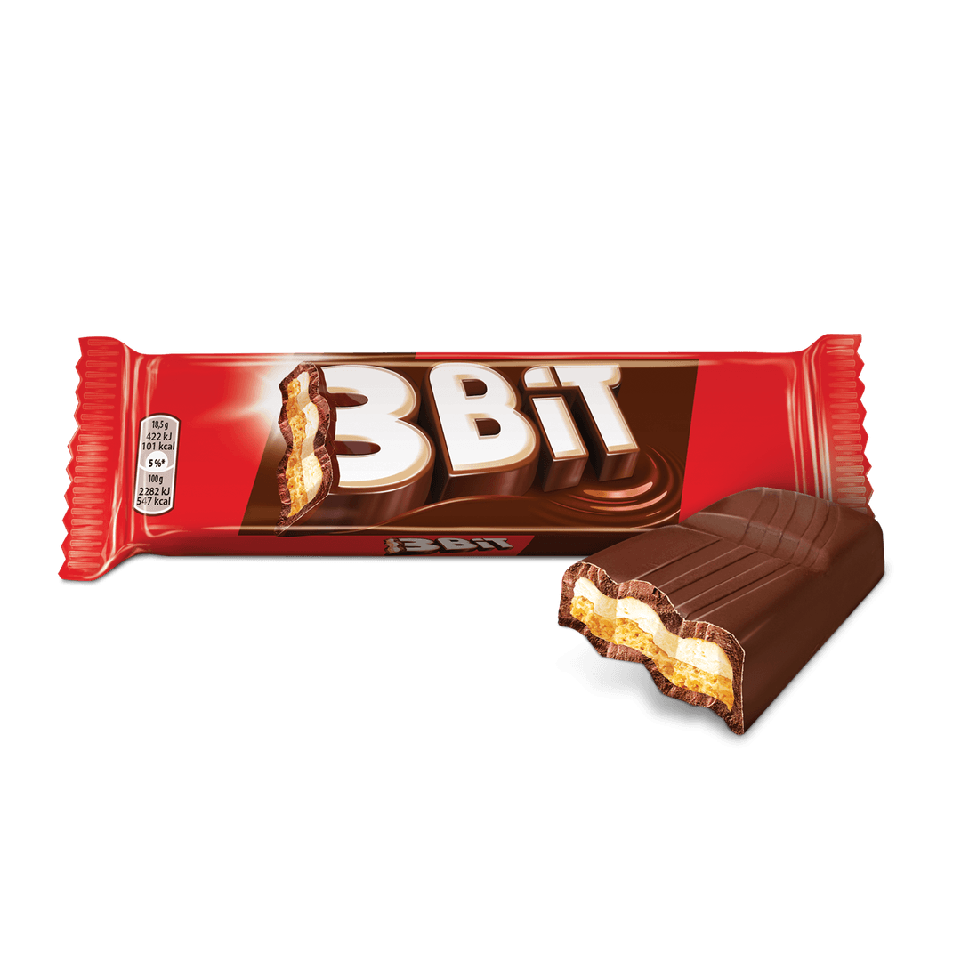 3BIT Baton w czekoladzie mlecznej z nadzieniem mlecznym i herbatnikiem. 65,00 zl/kg