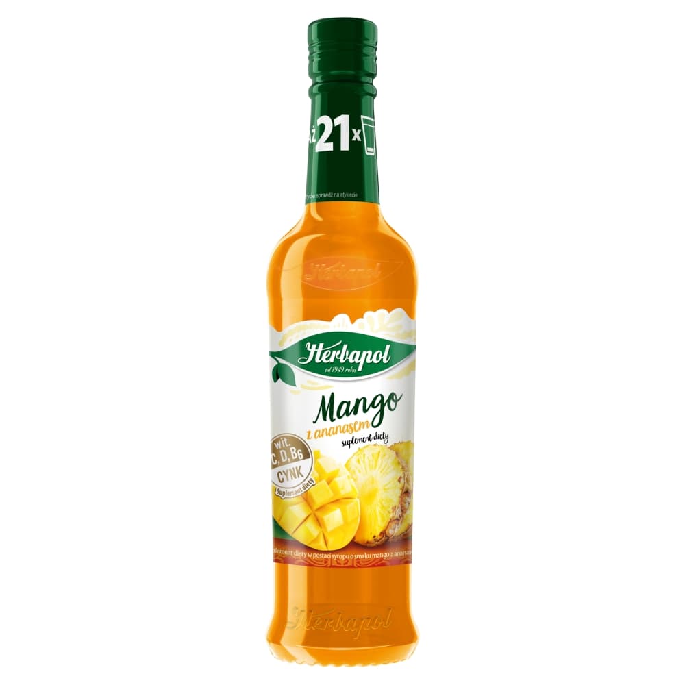 HERBAPOL Syrop o smaku mango z ananasem. 17,36 zl/l