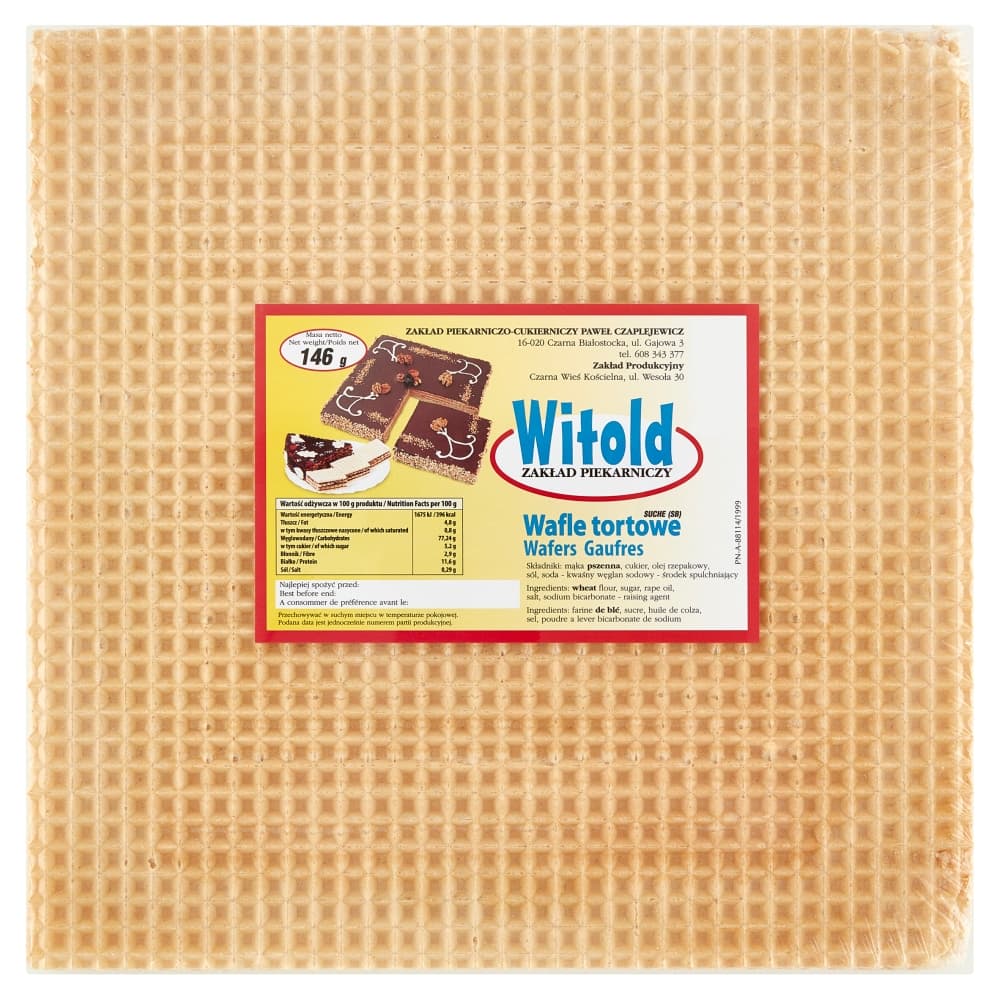 WITOLD Wafle tortowe suche. 46,51 zl/kg