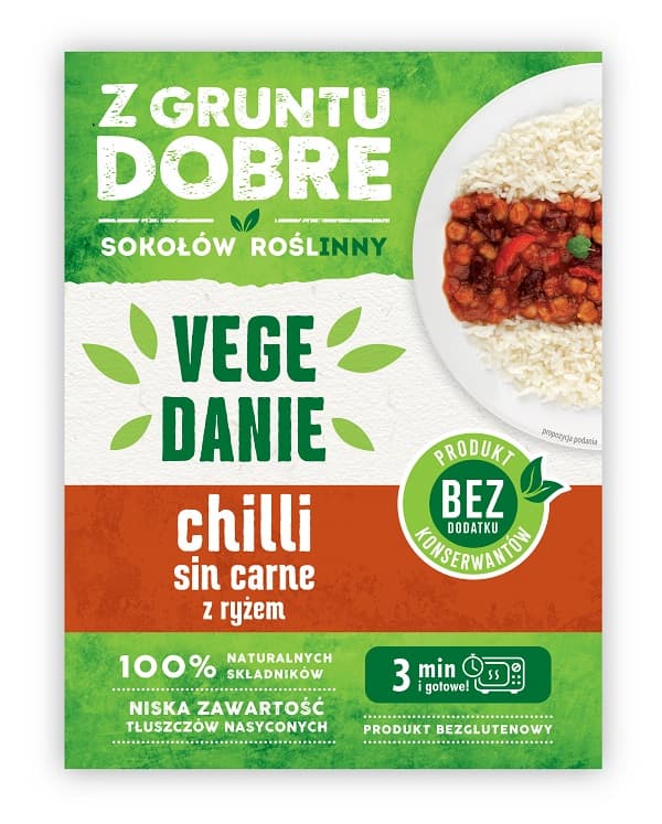 Z GRUNTU DOBRE Chilli sin carne z ryzem 360g. 43,31 zl/kg