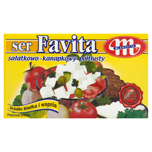 MLEKOVITA FAVITA Ser salatkowo-kanapkowy typu feta poltlusty. 21,44 zl/kg