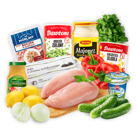 MULTIPAK Zestaw na salatke z jajkiem, kurczakiem i boczkiem.