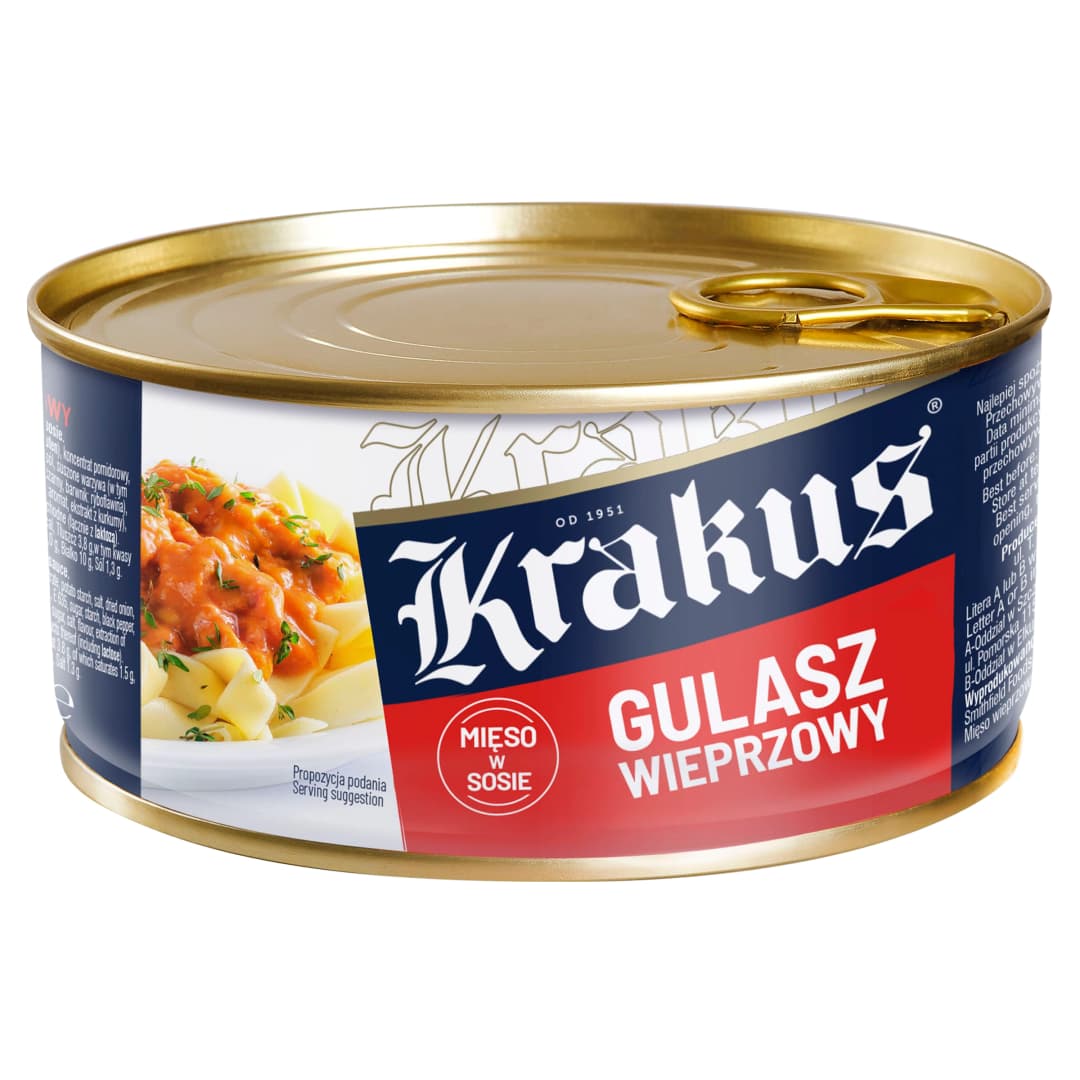 KRAKUS Konserwa gulasz wieprzowy. 33,30 zl/kg