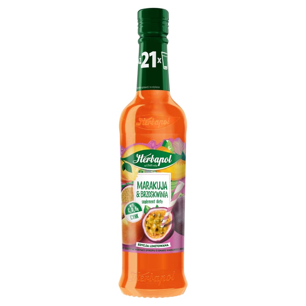 HERBAPOL Syrop o smaku marakuja z brzoskwinia. 19,02 zl/l