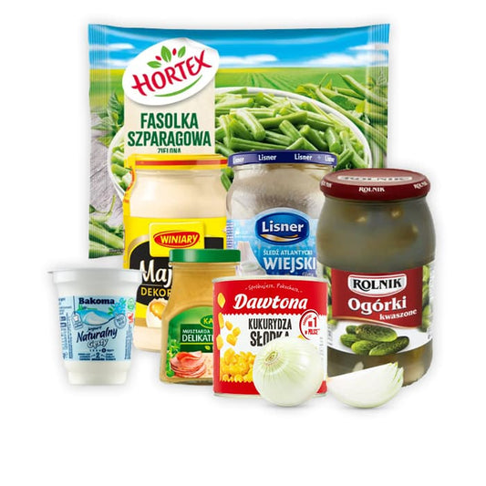 MULTIPAK Zestaw na salatke sledziowa z kukurydza i fasolka szparagowa.