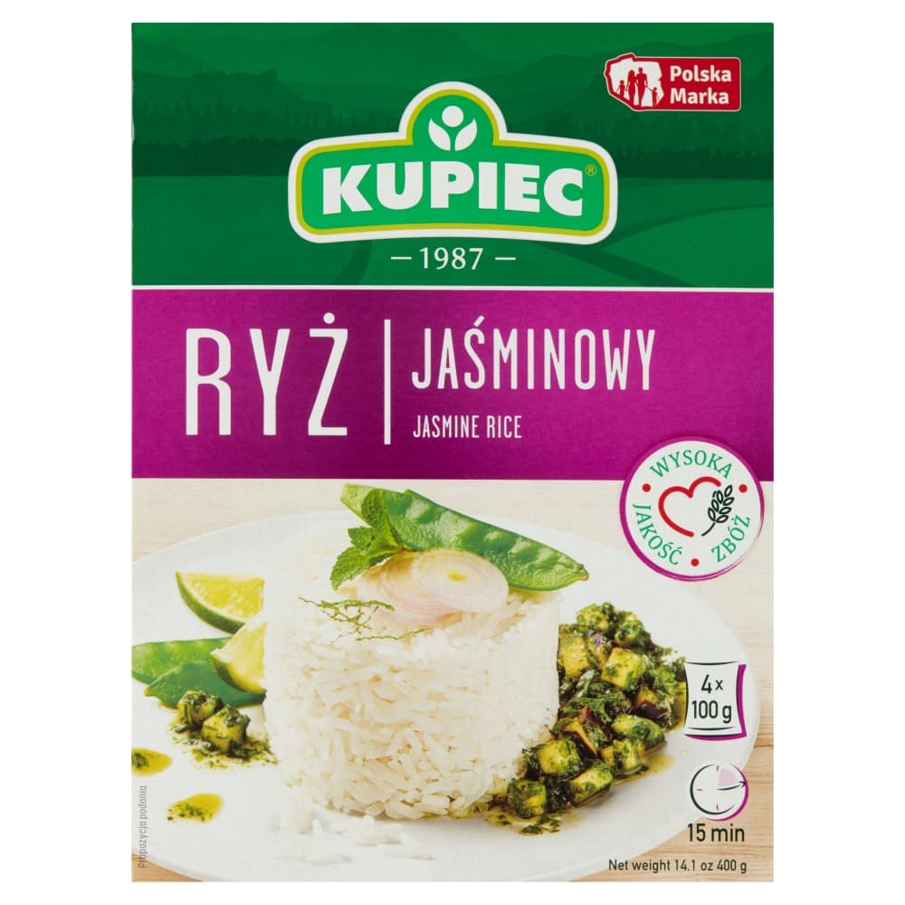 KUPIEC Ryz jasminowy 4x100g. 14,98 zl/kg