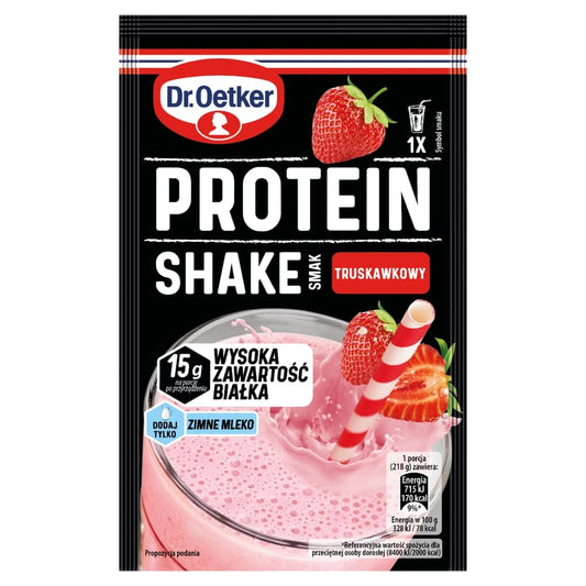 DR. OETKER Shake proteinowy o smaku truskawkowym. 193,89 zl/kg