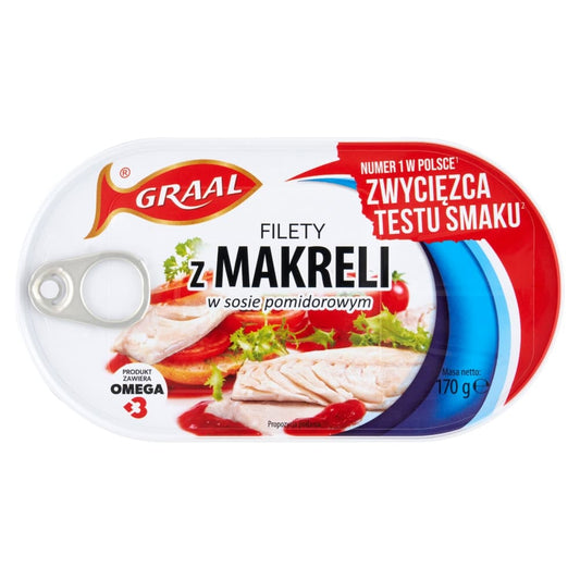 GRALL Filety z makreli w pomidorach. 42,29 zl/kg