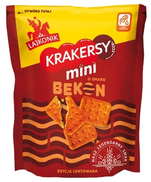 LAJKONIK Krakersy mini o smaku bekon. 44,90 zl/kg