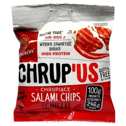 SOKOLOW CHRUP'US Chipsy salami o smaku chilli bez glutenu. 239,60 zl/kg