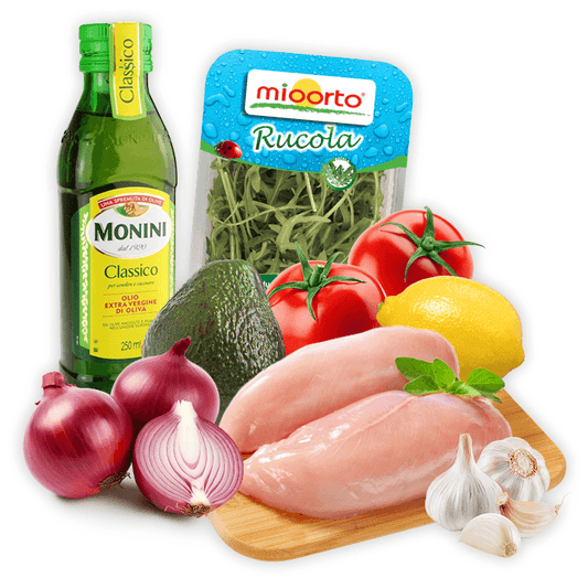 MULTIPAK Zestaw na salatke z grillowanym kurczakiem i awokado.