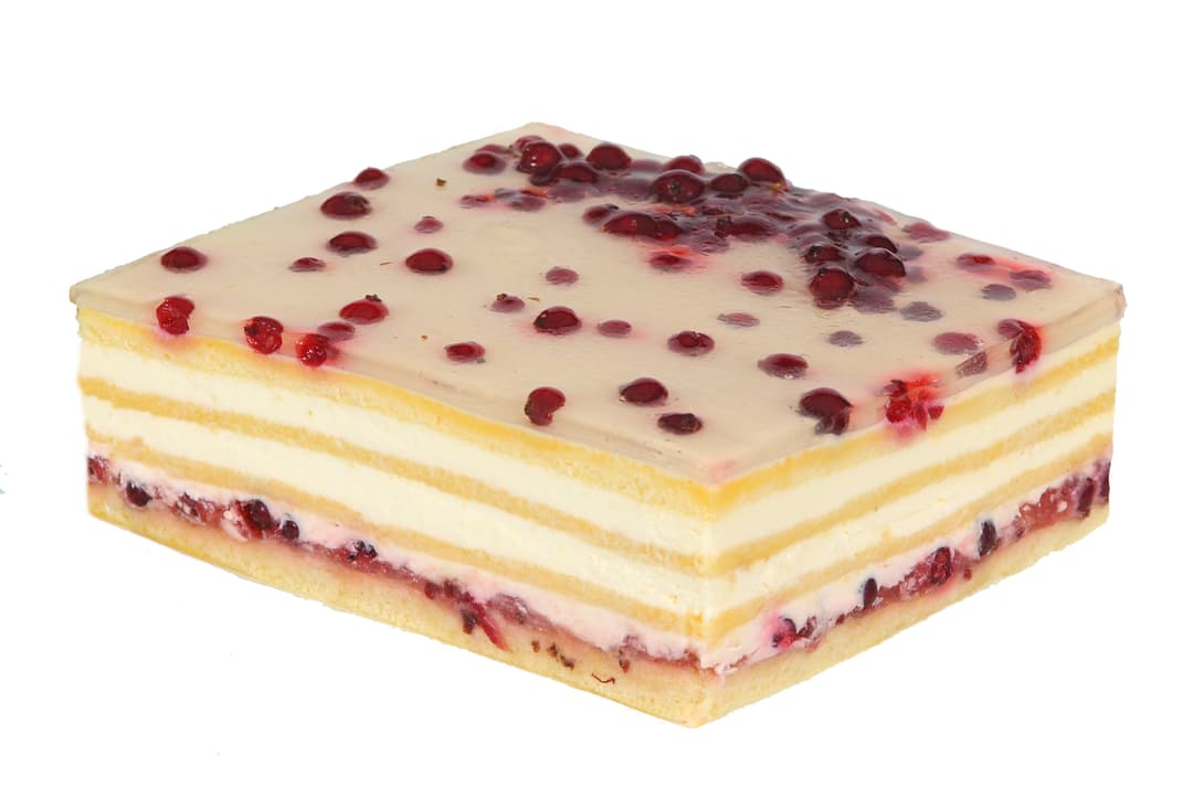 OLSZA KRAINA WYPIEKOW Ciasto mascarpone z czerwona porzeczka. 48,26 zl/kg