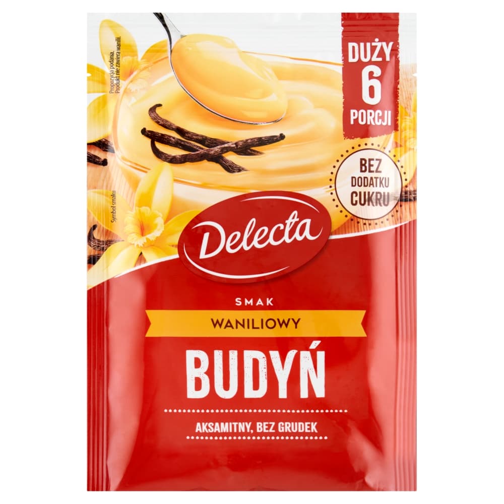 DELECTA Budyn smak waniliowy. 23,28 zl/kg