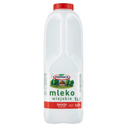 PIATNICA Mleko Wiejskie Swieze 3,2%. 4,49 zl/l