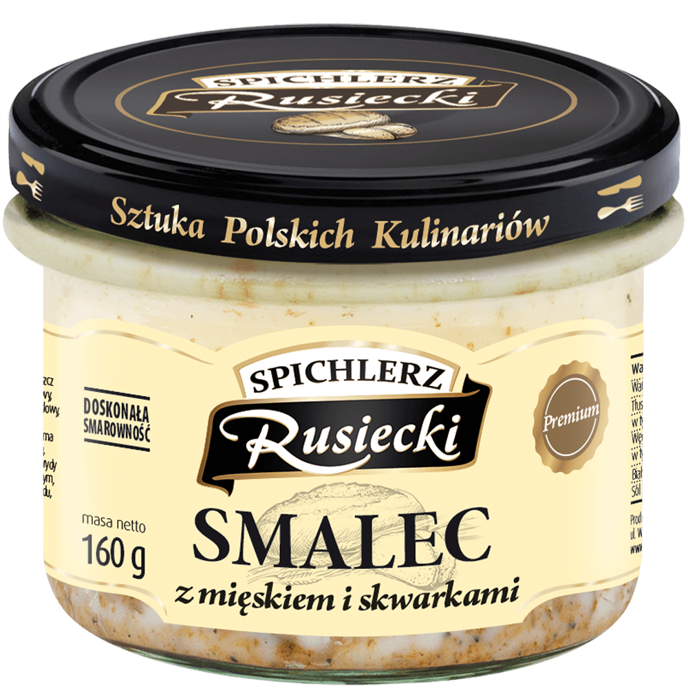 SPICHLERZ RUSIECKI Smalec z mieskiem i skwarkami. 39,94 zl/kg