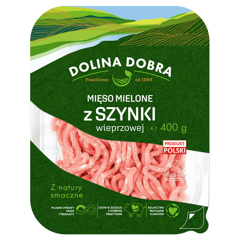 DOLINA DOBRA Mieso mielone z szynki wieprzowej. 34,73 zl/kg