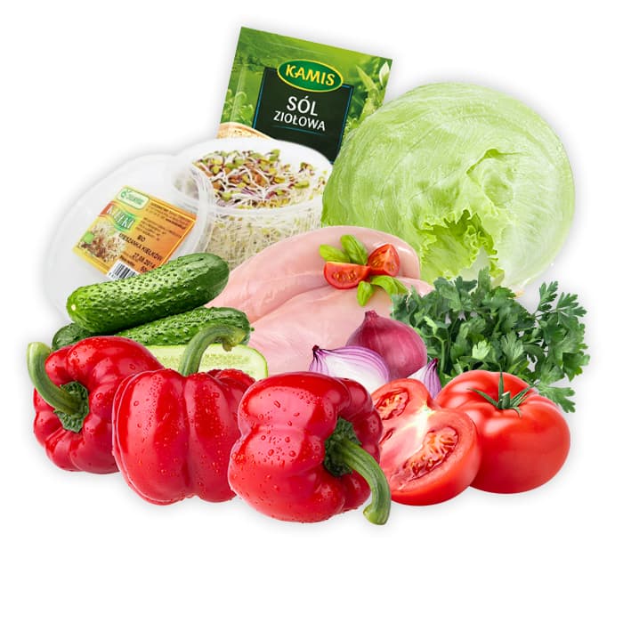 MULTIPAK Zestaw na salatke z grillowanym kurczakiem.