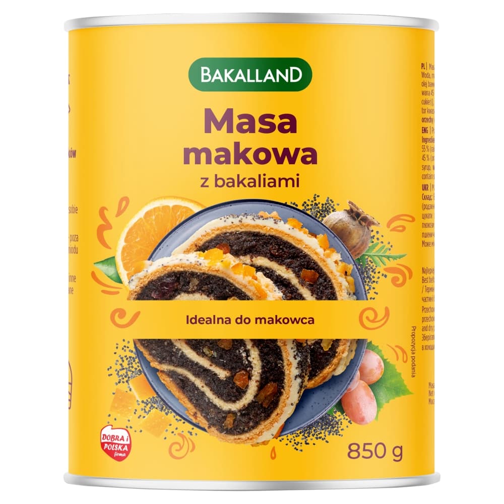 BAKALLAND Masa makowa z bakaliami. 14,11 zl/kg