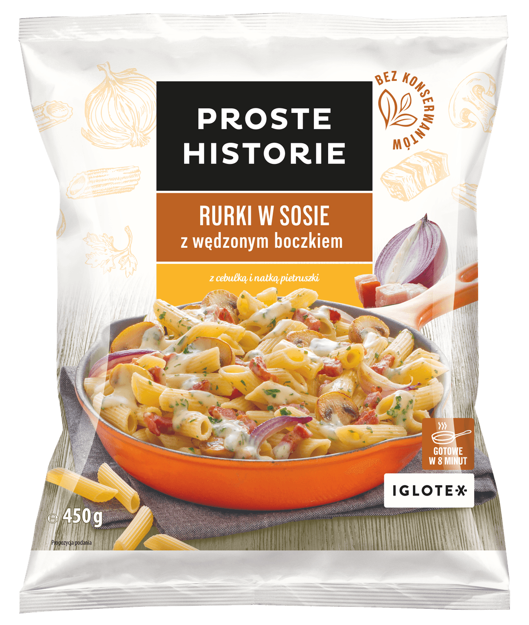 PROSTE HISTORIE Rurki w sosie z wedzonym boczkiem. 25,76 zl/kg