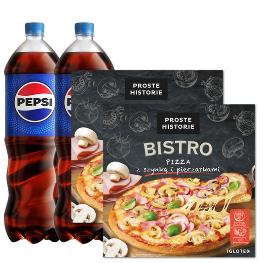 MULTIPAK Pepsi x2 + Pizza z szynka i pieczarkami x2.