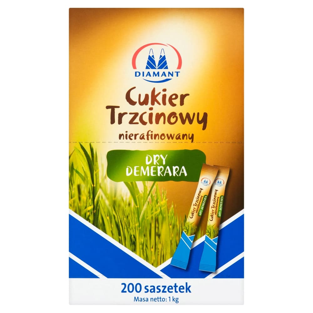 DIAMANT Cukier trzcinowy nierafinowany Dry Demerara w saszetkach (200 x 5 g). 22,49 zl/kg