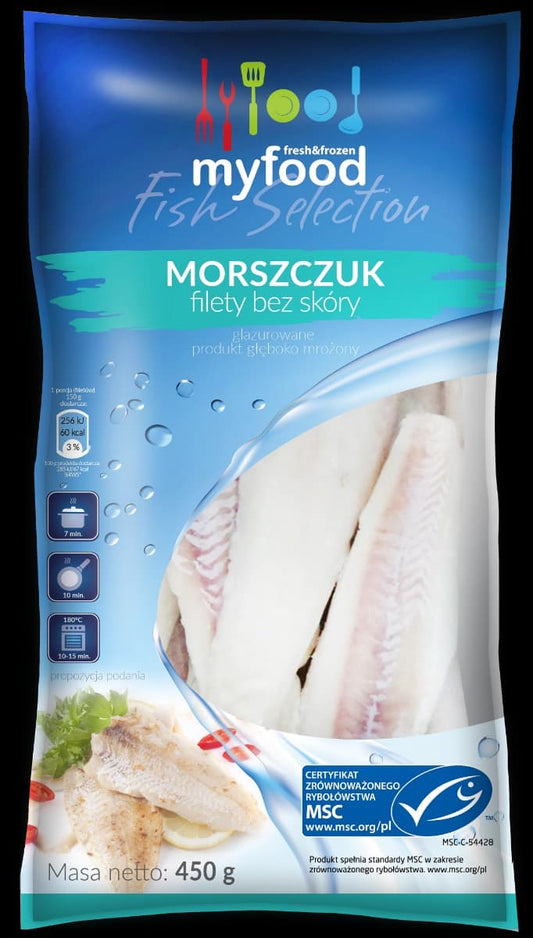 MYFOOD Morszczuk filety bez skory mrozony. 53,98 zl/kg