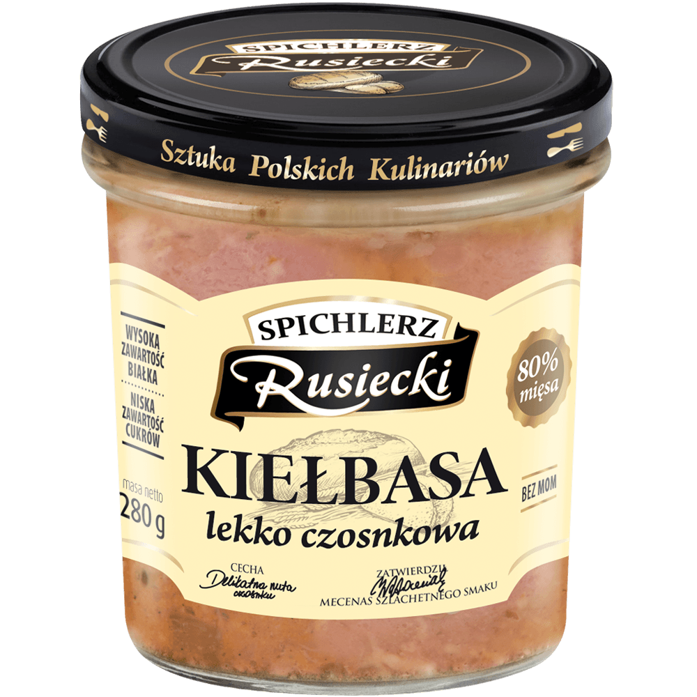 SPICHLERZ RUSIECKI Kielbasa lekko czosnkowa. 34,25 zl/kg