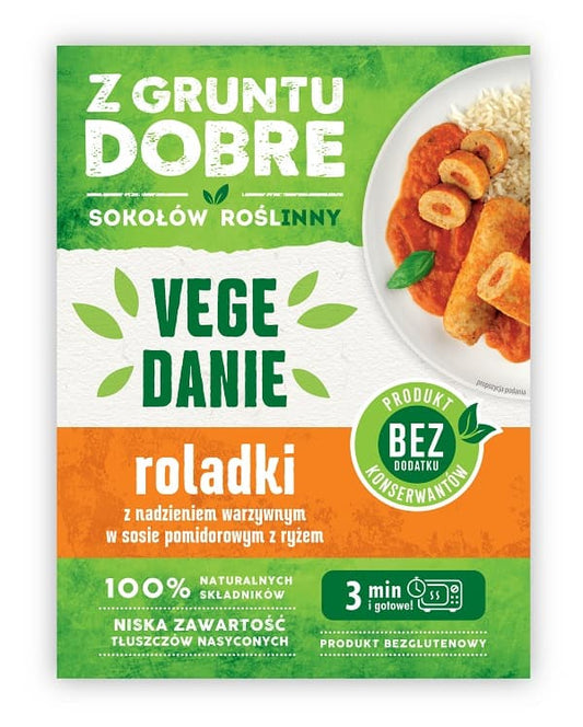 Z GRUNTU DOBRE Roladki z nadzieniem warzywnym w sosie pomidorowym z ryzem 360g. 37,47 zl/kg