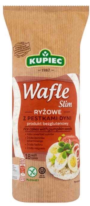 KUPIEC Wafle ryzowe z pestkami dyni Slim. 44,33 zl/kg