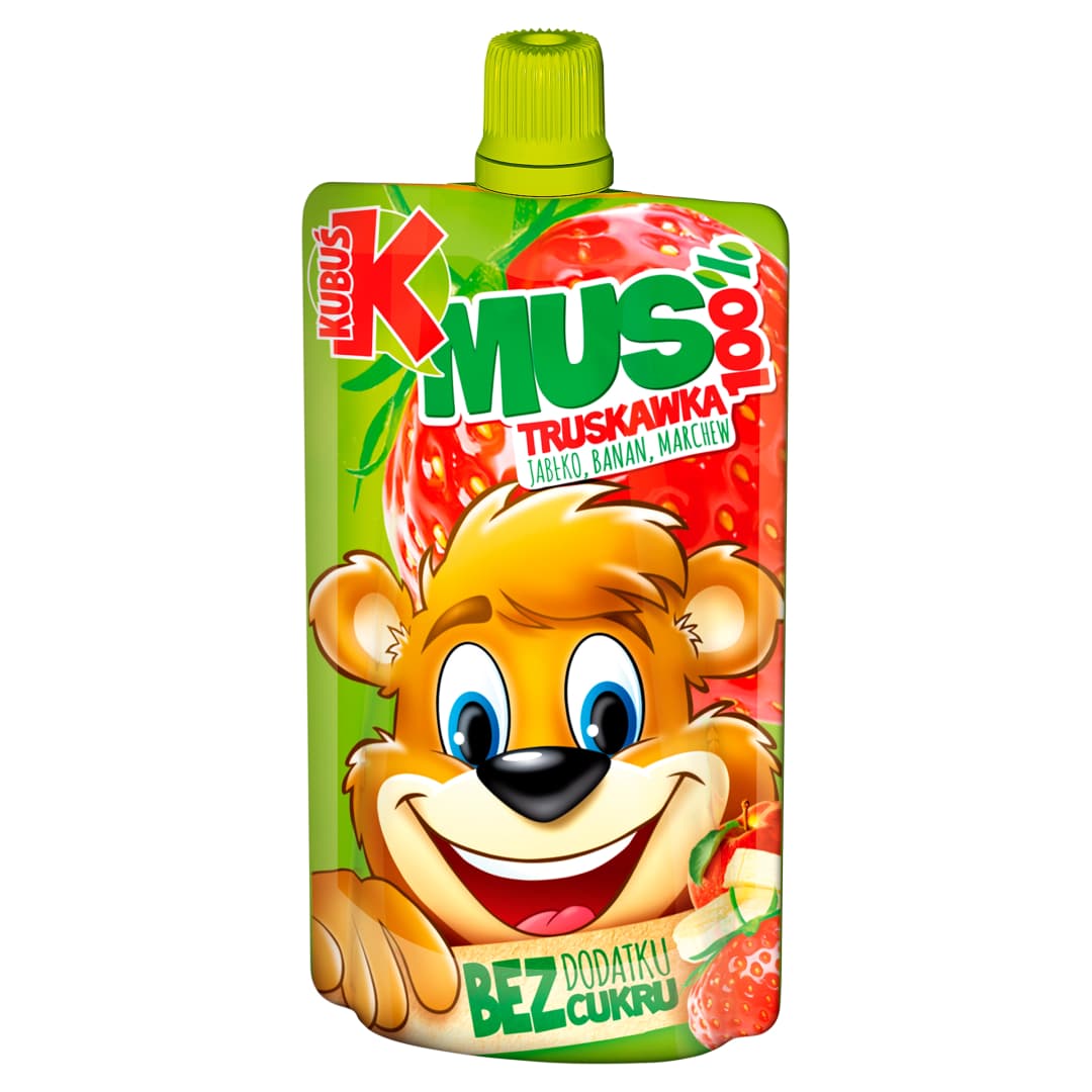 KUBUS Mus 100% truskawka jablko banan marchewka. 22,90 zl/kg