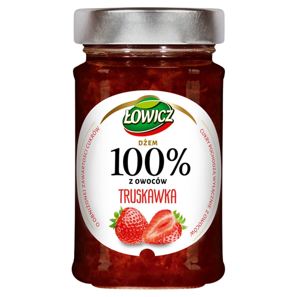 LOWICZ 100% Z OWOCOW Dzem truskawka o obnizonej zawartosci cukrow. 42,81 zl/kg