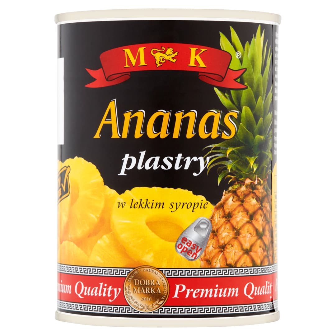 MK Ananas w plastrach w syropie. 12,90 zl/kg