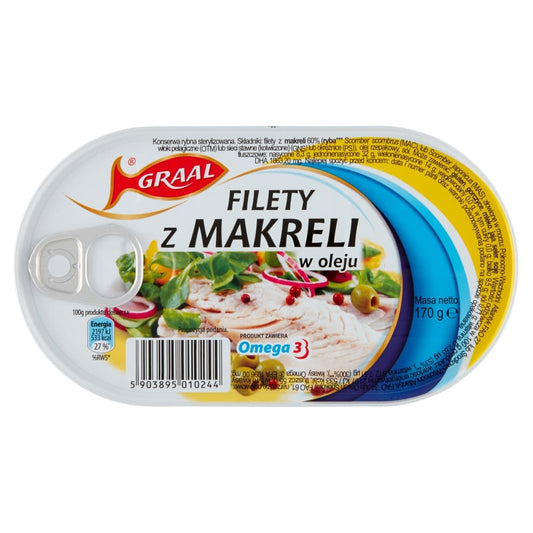 GRALL Filety z makreli w oleju. 43,47 zl/kg
