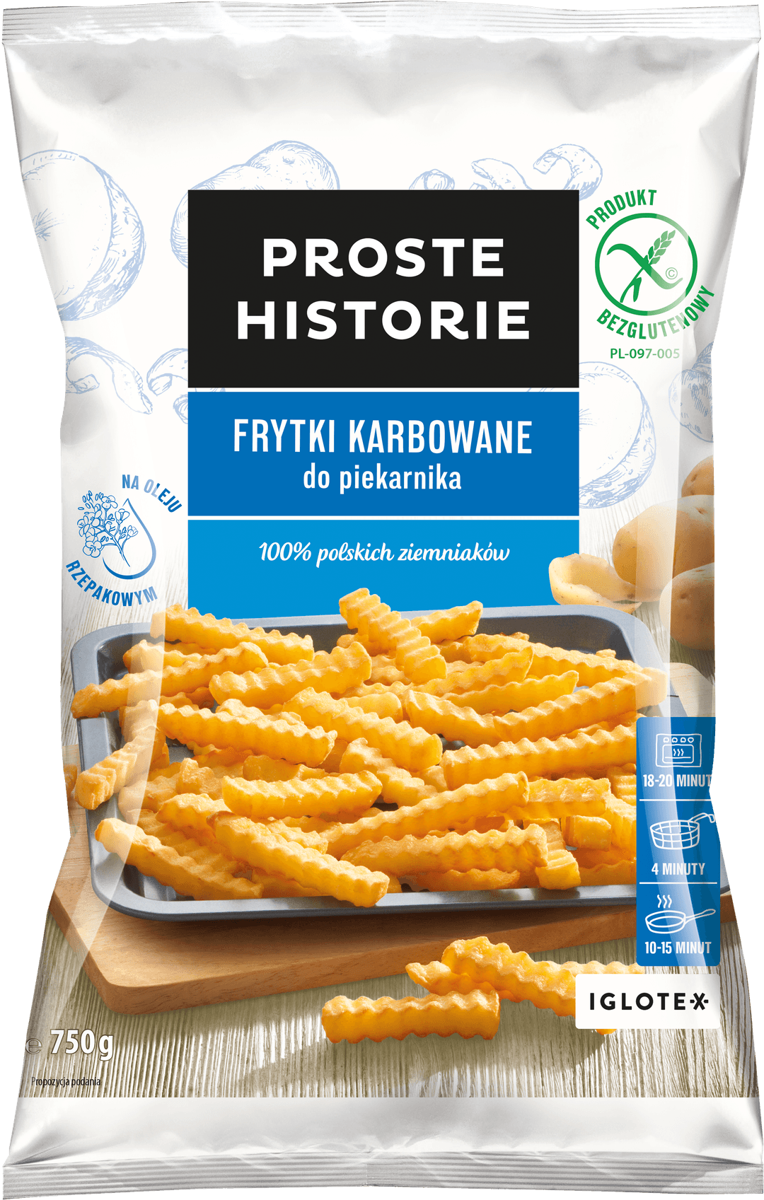 PROSTE HISTORIE Frytki karbowane do piekarnika. 12,79 zl/kg