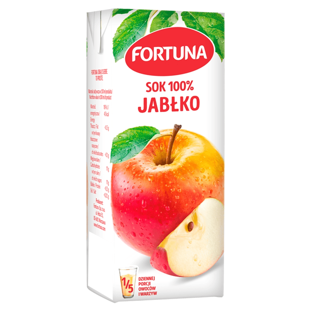 FORTUNA Sok 100% jablko. 9,95 zl/l