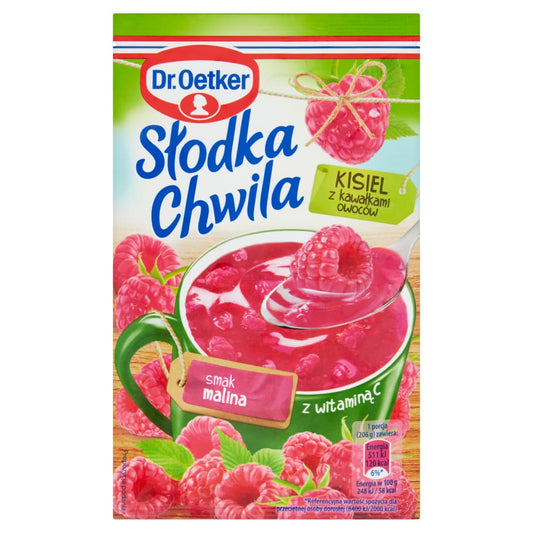 DR. OETKER SLODKA CHWILA Kisiel malinowy z kawalkami owocow. 64,19 zl/kg